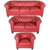 Classic Chesterfield Red Sofa Set of 3