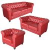 Classic Chesterfield Red Sofa Set of 3