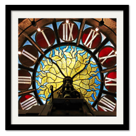 Courtside Market Grand Central - Stain Glass Clock Framed Canvas