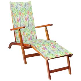 Patio Deck Chair with Footrest and Cushion Solid Wood Acacia