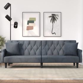 Sofa Bed with Armrests Dark Gray Velvet