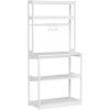 Bamboo Microwave Stand, Bakers Racks for Kitchens with Storage Shelves, 5 Tier Kitchen Stand with 4 Hooks, Heavy Duty Shelving for Kitchens, Living Ro