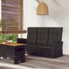 Reclining Patio Bench with Cushions Black 68.1" Poly rattan