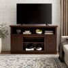 Traditional TV Media Stand Farmhouse Rustic Entertainment Console for TV Up to 65" with Open and Closed Storage Space, Espresso, 60"W*15.75"D*34.25"H