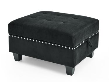 Ottoman for Modular Sectional,Black Velvet (25.5"x31.5"x19")