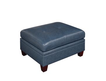 Contemporary Genuine Leather 1pc Ottoman Ink Blue Living Room Furniture