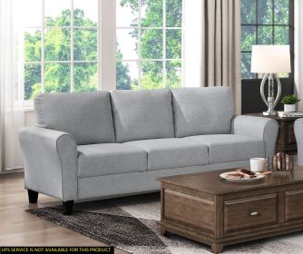 Modern 1pc Sofa Dark Gray Textured Fabric Upholstered Rounded Arms Attached Cushions Transitional Living Room Furniture