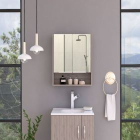 Medicine Cabinet with Mirror Lexington,Three Internal Shelves, Light Gray Finish