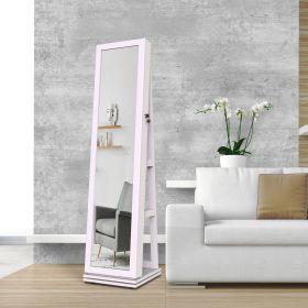 360° Rotating Jewelry Armoire with Lockable Full Length Mirror Large Capacity Jewelry Organizer Armoire