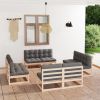 8 Piece Patio Lounge Set with Cushions Solid Wood Pine