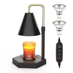 RAINBEAN Candle Warmer Lamp with Timer, Adjustable Height Electric Candle Warmer Dimmable with 2 Bulbs Wax Melt Warmer