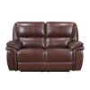 Double Reclining Loveseat Brown Leather Luxurious Comfort Style Living Room Furniture 1pc