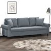 3-Seater Sofa with Throw Pillows Dark Gray 70.9" Velvet