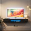 Floating TV Stand Wall Mounted with 20 Color LEDs,63" Modern TV Stand, Floating TV Cabinet Entertainment Center for 55 60 65 Inch TV,Black