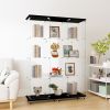 Glass Display Cabinet with 4 Shelves Extra Large, Curio Cabinets for Living Room, Bedroom, Office, Black Floor Standing Glass Bookshelf, Quick Install