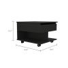 Luanda Lift Top Coffee Table, Casters, One Shelf -Black