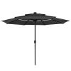 10Ft 3-Tiers 32LEDS Patio Umbrella Beige