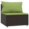 3 Piece Patio Lounge Set with Cushions Brown Poly Rattan