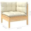 3 Piece Patio Lounge Set with Cream Cushions Solid Pinewood