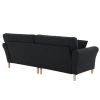 214*83*86cm American Style With Copper Nails Burlap Solid Wood Legs Indoor Double Sofa Black