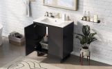 [Cabinet Only] 30" Bathroom vanity, black(Sink not included)