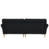 214*83*86cm American Style With Copper Nails Burlap Solid Wood Legs Indoor Double Sofa Black