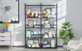 Bookshelf, Ladder Shelf, 4 Tier Tall Bookcase, Modern Open Book Case for Bedroom, Living Room, Office (Black)