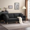 214*83*86cm American Style With Copper Nails Burlap Solid Wood Legs Indoor Double Sofa Black