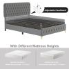 Queen Platform Bed Frame With pneumatic hydraulic function, Velvet Upholstered Bed with Deep Tufted Buttons, Lift up storage bed With Hidden Underbed