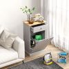 Kitchen Tilt Out Trash Bin Cabinet Free Standing Recycling Cabinet Trash Can Holder With Drawer, Gray-AS