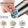 Gravity Electric Pepper and Salt Grinder Set; Adjustable Coarseness; Battery Powered with LED Light; One Hand Automatic Operation; Stainless Steel Bla