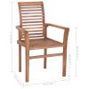 Dining Chairs 4 pcs with Gray Cushions Solid Teak Wood