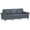 3-Seater Sofa with Throw Pillows Dark Gray 70.9" Velvet