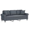 3-Seater Sofa with Throw Pillows Dark Gray 70.9" Velvet