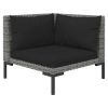 3 Piece Patio Lounge Set with Cushions Poly Rattan Dark Gray