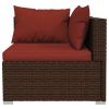 6 Piece Patio Lounge Set with Cushions Poly Rattan Brown