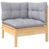 8 Piece Patio Lounge Set with Gray Cushions Pinewood