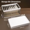 3 Pack Foldable Storage Bin with Lid Stackable Plastic Closet Organizer with Handle Divider Collapsible Drawer Organizer for Toys Clothes