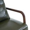 80*65*73cm Single Seat B Style Backrest Without Buckle With Pillow PU Walnut Oak Armrests Indoor Leisure Chair Dark Green