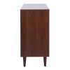 48.8" Sideboard with 2 Glass Door Cabinet 3 Drawer , brown