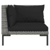 3 Piece Patio Lounge Set with Cushions Poly Rattan Dark Gray