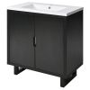 [Cabinet Only] 30" Bathroom vanity, black(Sink not included)