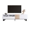 Modern TV Stand for 80'' TV with Double Storage Space, Media Console Table, Entertainment Center with Drop Down Door for Living Room, Bedroom, Home Th