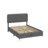 Queen Platform Bed Frame With pneumatic hydraulic function, Velvet Upholstered Bed with Deep Tufted Buttons, Lift up storage bed With Hidden Underbed