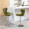 Swivel Velvet Barstools Adjusatble Seat Height from 25-33 Inch, Modern Upholstered Chrome base Bar Stools with Backs Comfortable Tufted for Home Pub a