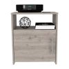 DEPOT E-SHOP Omaha Nightstand, Single Door Cabinet, Metal Handle, One Shelf, Superior Top, Light Gray