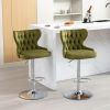 Swivel Velvet Barstools Adjusatble Seat Height from 25-33 Inch, Modern Upholstered Chrome base Bar Stools with Backs Comfortable Tufted for Home Pub a