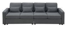 [VIDEO provided] [New] 104" 4-Seater Modern Linen Fabric Sofa with Armrest Pockets and 4 Pillows,Minimalist Style Couch for Living Room, Apartment, Of