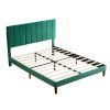 Full Size Frame Platform Bed with Upholstered Headboard and Slat Support, Heavy Duty Mattress Foundation, No Box Spring Required, Easy to Assemble, Gr