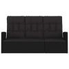 Reclining Patio Bench with Cushions Black 68.1" Poly rattan